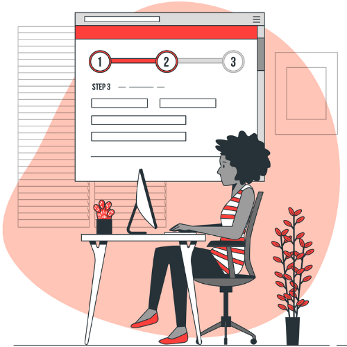 Candidate completing a multi-step job application on a desktop computer