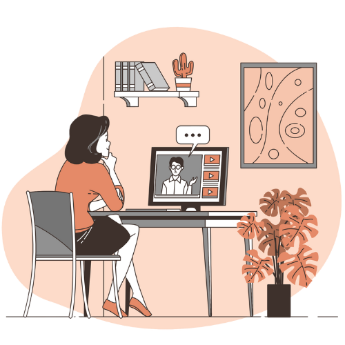 Candidate attending an online mock interview on a laptop from a home workspace